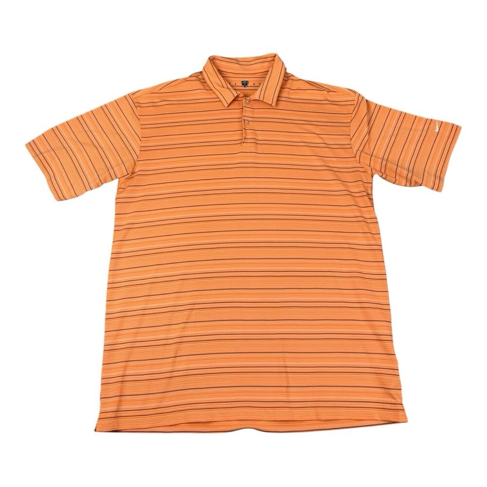 Nike Golf Polo Shirt, Orange Striped, Moisture Wicking, Men’s Size Medium